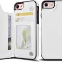 UEEBAI Case for iPhone 6 Plus 6S Plus, Luxury PU Leather Case with [Two Magnetic Clasp] [Card Slots] Stand Function Practical Soft TPU Case Back Wallet Flip Cover for iPhone 6 Plus/6S Plus - White
