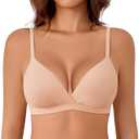 Avidlove Womens Wireless Triangle Bra Sexy Plunge Unpadded Bras Comfortable Mesh Lining Bralette Tshirt Everyday Bra (XX-Large, Nude)
