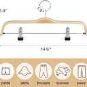 TOPIA HANGER Wooden Pants Hangers,Slim Natural Wood Skirt Hangers with Anti-Rust Hook and Adjustable Metal Clips, Perfect for Skirts, Pants, Slacks-20 Pack-CT17N20