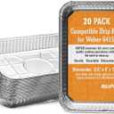 NUPICK 20 Pack 6415 Drip Pans Compatible for Weber Spirit Series, Genesis Series, Q Series Grills, Disposable Aluminum Foil Grease Trays, 8.5" x 6"