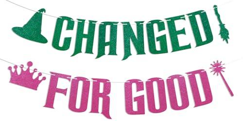 Changed for Good Banner - Good Witch Bad Witch Bachelorette Party Decor, Witch Party Sign, Pink Green Theme Birthday Party Decorations