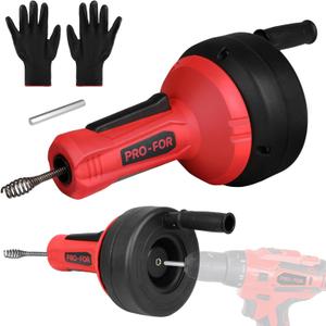 Drain Auger, 16.4FT Plumbing Snake Drain Clog Remover, Manual & Drill Powered Drain Snake for 0.752 Inch Pipes, Sink, Shower, Bathtub, Toilet, Kitchen Drain Cleaner Tool with Steel Cable