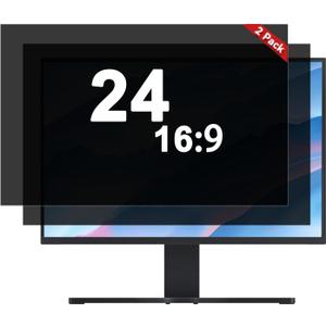 [2-Pack] 24 Inch Computer Privacy Screen Filter (16:9 Aspect Ratio) - Removable, Anti Glare & Blue Light Blocking, Compatible with HP Dell ASUS Acer Samsung Monitors