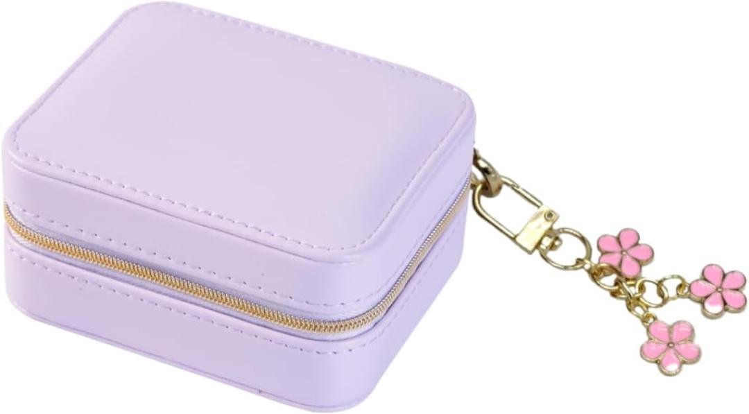 Portable Travel Small Jewelry Organizer and Storage with Detachable Pendant Present for Girls and Women,Jewelry Box in Purper Color