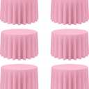 BRILLMAX 6 Pack Pink Round Tablecloths 108 Inch for 48 Tables - 150 GSM Polyester Fabric, Floor Length Drop, Water, Stain & Wrinkle Resistant Cloth Cover for Wedding Reception Banquet Dining