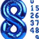40 Inch Number 8 Balloon, Navy Blue 8 18 28 80 Birthday Balloons for Men Boys, 8th Birthday Decorations Party Supplies, Wedding