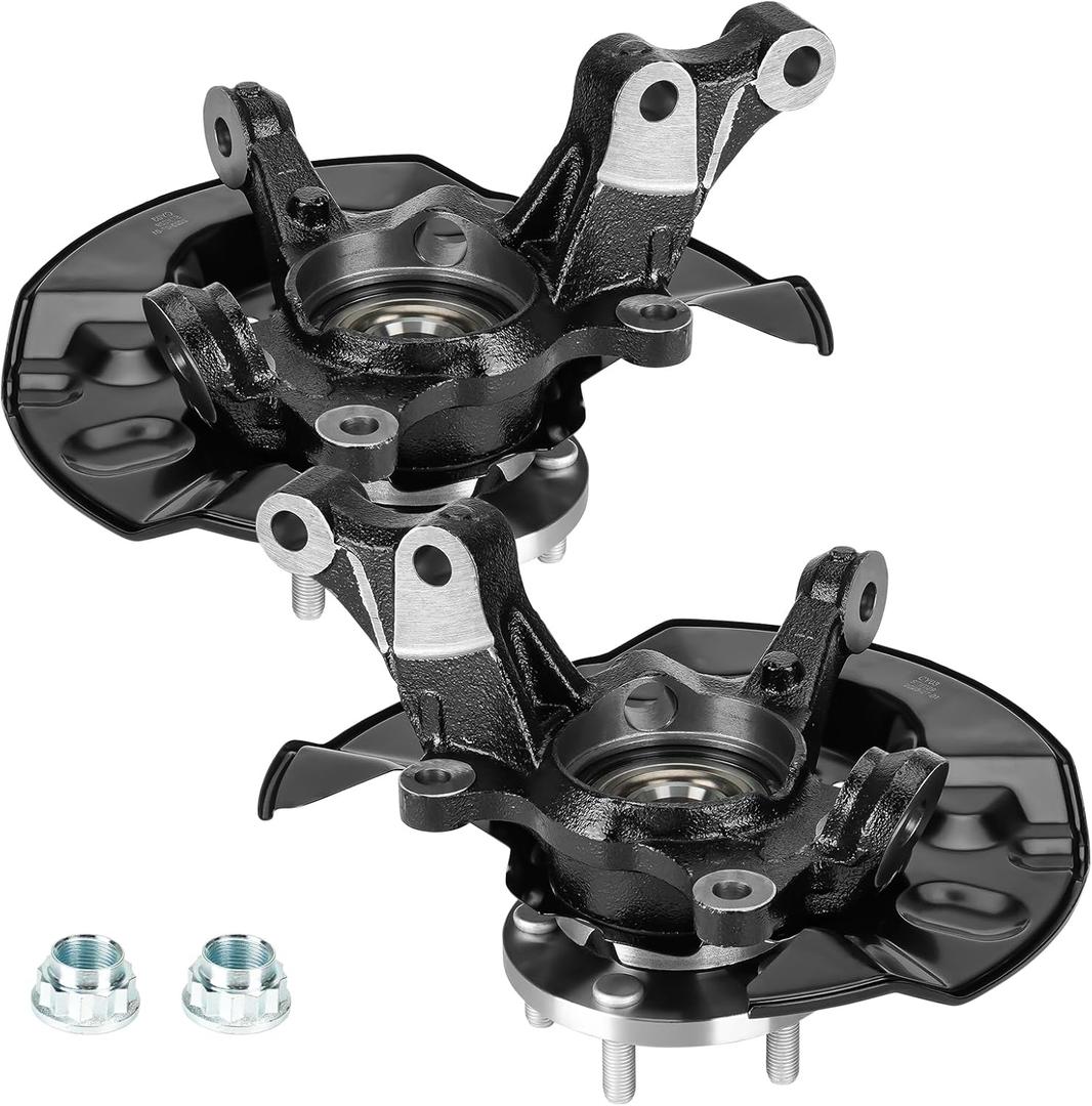 Front Steering Knuckles & Wheel Bearing Hub Assembly Driver and Passenger Side Fit for Toyota Corolla 1.8L FWD 2003 2004 2005 2006 2007 2008 5 Lugs, Pair of 2 (Front Left +Right)