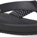 Sanuk Yoga Mat II | Flip Flops for Women | Yoga Sandals For Women | Women's Beach Sandals | Memory Foam Footbed size 8 (Black, L)