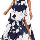 BTFBM Women Casual Sleeveless Summer Dresses 2025 Spring Crewneck Patchwork Boho Floral Ruffle Cocktail Party Midi Dress (Blue, M)