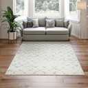 Couristan Bromley Indoor Area Rug 3'11" x 5'6" in Snow-Brown, Durable Power-Loomed Trellis Design Rug Living Room, Bedroom or Dining Home Decor