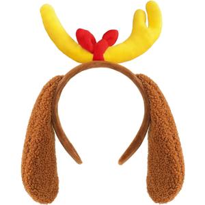 MSZWTDZX Deer Antlers Headband with Dog Ears - Halloween Reindeer Antler Dog Costume Accessories for Women Men Adults, Christmas Reindeer Horn Headpiece Party Favors