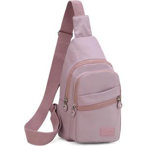 EVANCARY Small Sling Bag for Women Men, Sling Backpack Chest Daypack Crossbody Bag for Travel Outdoor Hiking (Pink Purple)