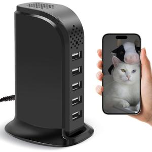 Wireless USB Charger Camera with Motion Detection, WiFi Nanny Cam for Pet & Home Security Phone App & USB Charging