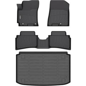 GINOWY-Floor Mats & Cargo Liner for Hyundai Venue 2025 2024-2020(for Cargo Tray Lowest Position),TPE All Weather 2023 Venue Car Mats Trunk Mat Waterproof Custom fit Venue Accessories Black