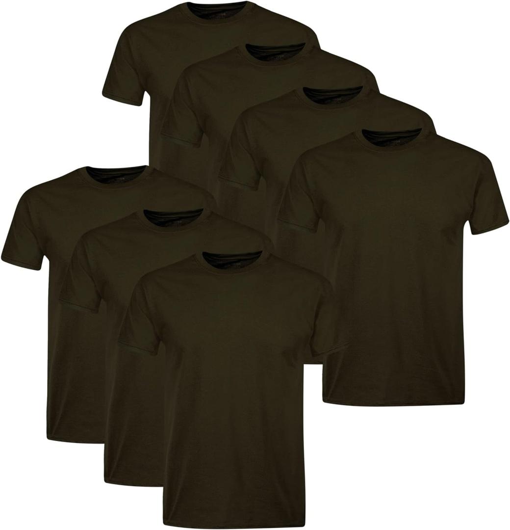 Hanes Men's Cotton, Moisture-Wicking Crew Tee Undershirts, Multi-Packs  (X-Large, Black - 7 Pack)