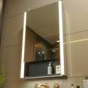 KWW LED Lighted Bathroom Medicine Cabinet with Sockets & USBs, Defogger, Dimmable, 3 Color Light Makeup Mirror, Easy to Install, Wall Mounted Cabinet (Left hinge-21 * 34)