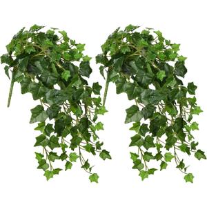 Hollyone 2pcs Artificial Hanging Plants 24" Fake Ivy Vine Faux Ivy Leaves Hanging Plant Greenery for Wall House Room Patio Indoor Outdoor Home Shelf Office Wedding Decor (Small-2 Pack, Small-style 2)