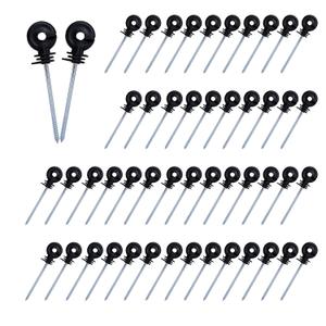 50x 5.9 Inch Electric Fence Wire Insulator Stand Off Screw in Insulator Fence Post Insulator Long Arm Wood Post Insulator for Tape Rope Electric Wire Animal Agricultural Garden Fence Black