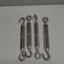 M10 Turnbuckle,3/8" (10mm) Thread Stainless Steel Hook & Eye Alele Stainless Steel 304 Turnbuckles Heavy Duty Wire Rope Tension 4pcs