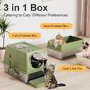 Stainless Steel Litter Box with Lid, XL Extra Large Litter Box, Enclosed Top Entry Metal Litterbox for Big Cat, Easy Cleaning, Anti-Leakage & High Sided with Mat, Aisle & Scoop, Green