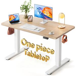 FEZIBO One-Piece Standing Desk, 48"x24" Seamless Tabletop Electric Height Adjustable for Home Office, Study Rooms & Multi-Device Workstations, Maple