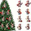 8pcs Cute 2D Snowman Acrylic Christmas Tree Ornaments, Suitable for Christmas Trees, Home Decoration, Holiday Party Decoration, and New Year Decoration (White)