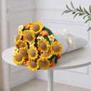 Knitted Flower Throw Floral Bouquet Blanket, 43inch Handmade Crochet Blanket with Sunflowers, Cute Romantic Gift for Her Girlfriend Mom Mothers Day Valentine Wedding Anniversary Birthday, Yellow