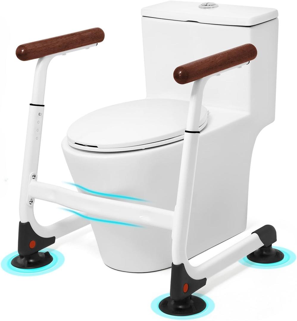 Height-adjust Mobility Assist Toilet Safety Rails for Seniors & Handicap