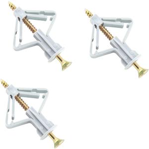 Piutouyar 50 Pcs Drywall Anchors Kit Butterfly Anchors Hollow Wall Anchors Heavy Duty Dry Wall Mount Anchors Plastic Anchors with Screws for Curtain Plasterboard, 50pcs Anchor+50pcs Screws (Grey)