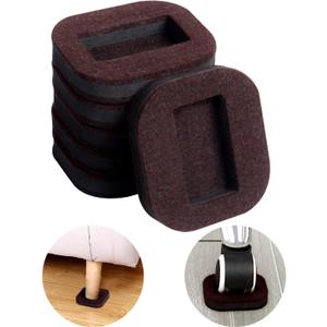 12 PCS Felt Furniture Coasters Caster Cups for Hardwood Floors, Felt Bottom Furniture Pads, Bed Office Chair Fridge Furniture Wheel Stopper to Prevent Sliding and Scratches (Brown, L: 2.6" * W:1.8")