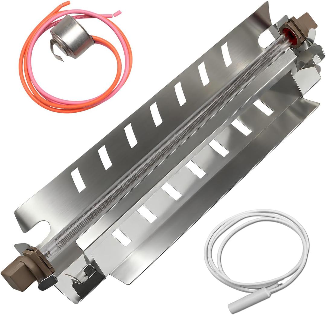 Refrigerator Defrost Heater Kit with Temperature Sensor High Limit Thermostat Defrost Heater and Bracket Assembly Compatible with GE Replace#: WR51X10055 WR55X10025 WR50X10068