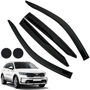 Rain Guards for Kia Sorento 2021-2023, Tape-on Side Window Deflectors for Kia Sorento, Window Visors for Kia Cars, for Kia Car Accessories 4 Rain Guards ＆ 2 Car Coasters