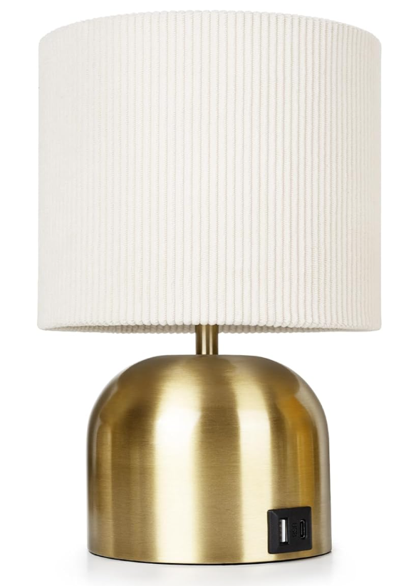 EOEYYOYB Table Lamp for Bedroom, Bedside Lamps for Nightstand, Minimalist Night Stand Light Lamp with TypeC and USB Ports, Modern Desk Table Lamp for Bedroom, Living Room, Dining Room, Office (Gold)