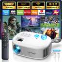 15000 Lumens Outdoor Movie Projector - Native 1080P HD Portable Projector with WiFi 6/Bluetooth 5.2, 300" Screen, 15 Keystone | Compatible with iPhone, Android, Fire Stick, PS5, Xbox(USB-C Cable)
