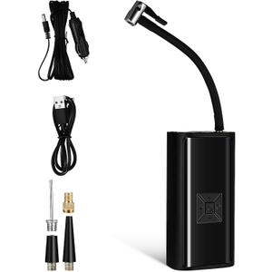 Tire Inflator Portable Air Compressor, 150PSI Cordless Mini Air Pump with Digital Pressure Gauge and LED Light, Auto Shutoff Function Tires Pump for Motorcycle, Auto, Ball, Bicycle