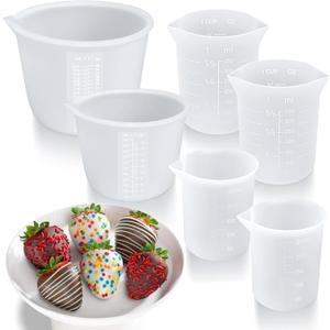 Palksky Silicone Melting Cups Set, 6PCS Chocolate Melting Pots (250ml1L), Heat Resistant Pouring Cups for Candy, Butter & Chocolate, Reusable Baking Tools for Dipping, Decorating & DIY Molds