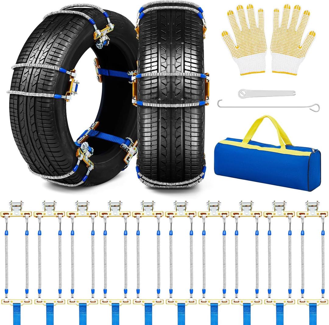 10 Pack Tire Chain Cable Traction Snow Chain Fit Light Truck and Suv Cars Pickups Width 205-285 mm for Cars, Trucks, Pickup, Suv