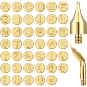 Lothee 43 Pcs Wood Burning Tips Kit, Wood Burning Letters Numbers Alphabet Stamps Stencils Templates for Stippling Embossing Branding Crafts Personalization Tools Gift for Dad(Alphanumeric)