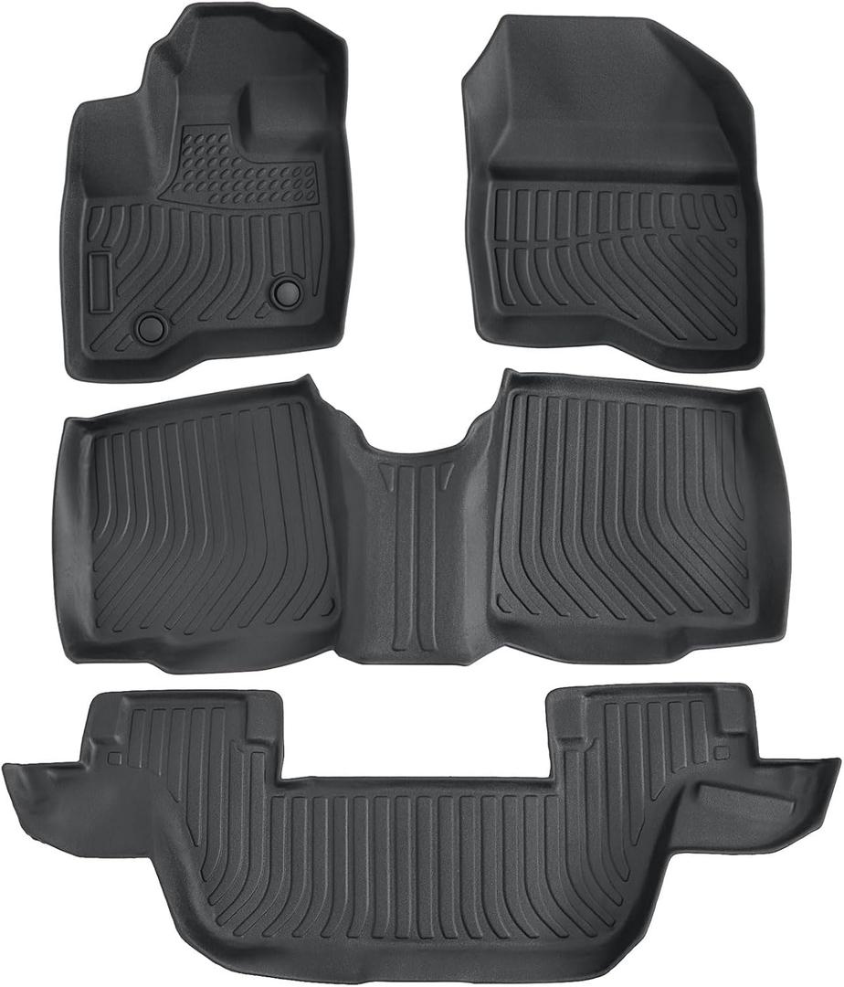 Mythoria 3D TPE Heavy Duty Front & Rear Floor Mats Liners Fit for Ford Explorer Bench Seating 2011 2012 2013 2014 - Waterproof Anti-Slip Easy Clean All-Weather Automobile Accessories