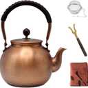 47.3oz Copper Tea Kettle for Stovetop Safe, Chinese Style Non-Coating Pure Copper Teapot with Filter Holes and Tea Ball for Loose Tea, Handmade Solid Copper Tea Pot with Non Slip Handle(1400ml)