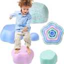 5 PCS Flower Stepping Stones for Kids, Colorful Stacking Balance Toys, Obstacle Course Coordination Game Toy for Toddlers 1-3, Indoor or Outdoor Play, Bath Toy, Birthday Gift for Age 4 5 6+