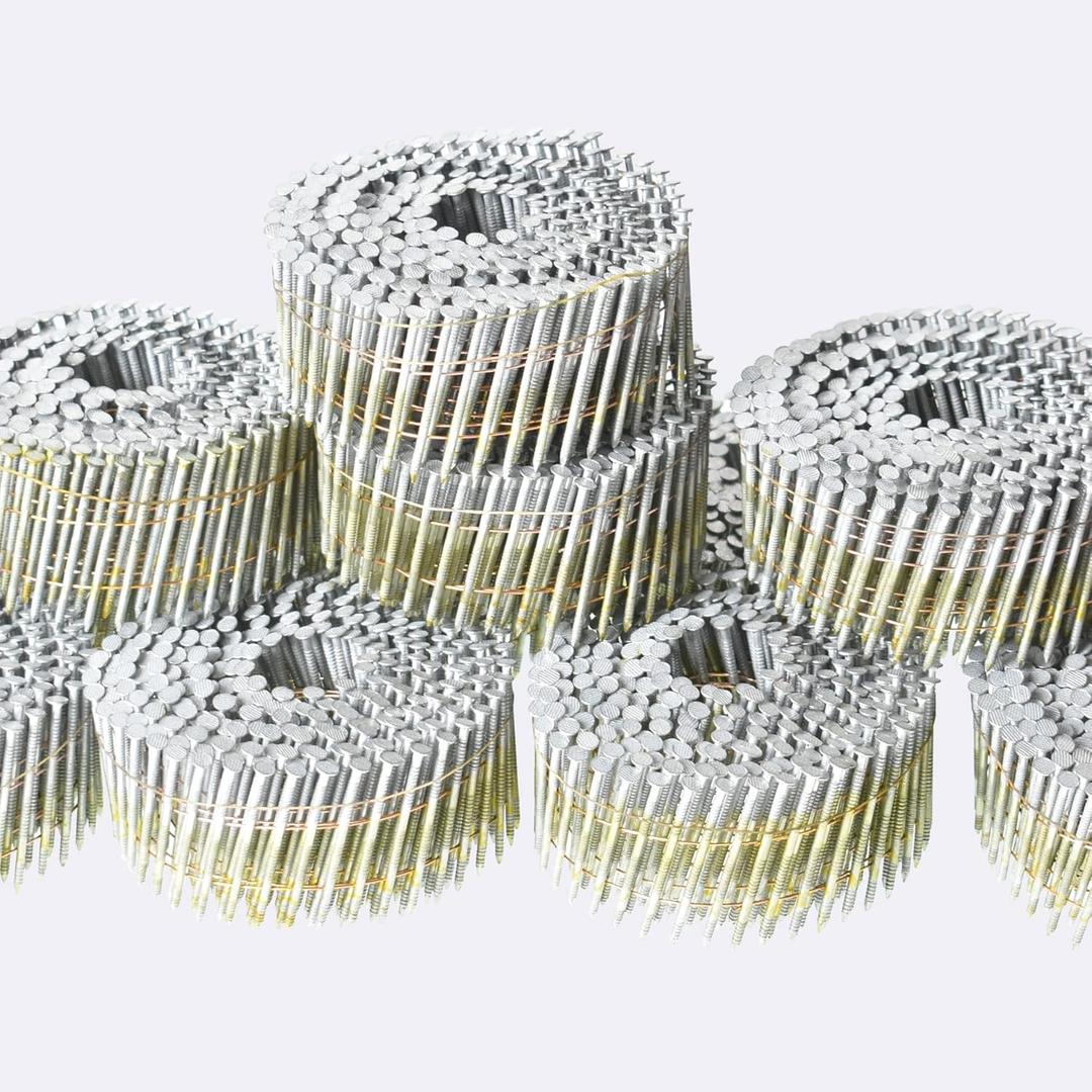 Wire Coil Siding Nails - 1-3/4 x 0.092 Ring Shank 15 Degree Full Round Head Siding Nails, 3600 Count Hot-Dipped Galvanized for Rough Nailing of Lathing and Sheathing Materials