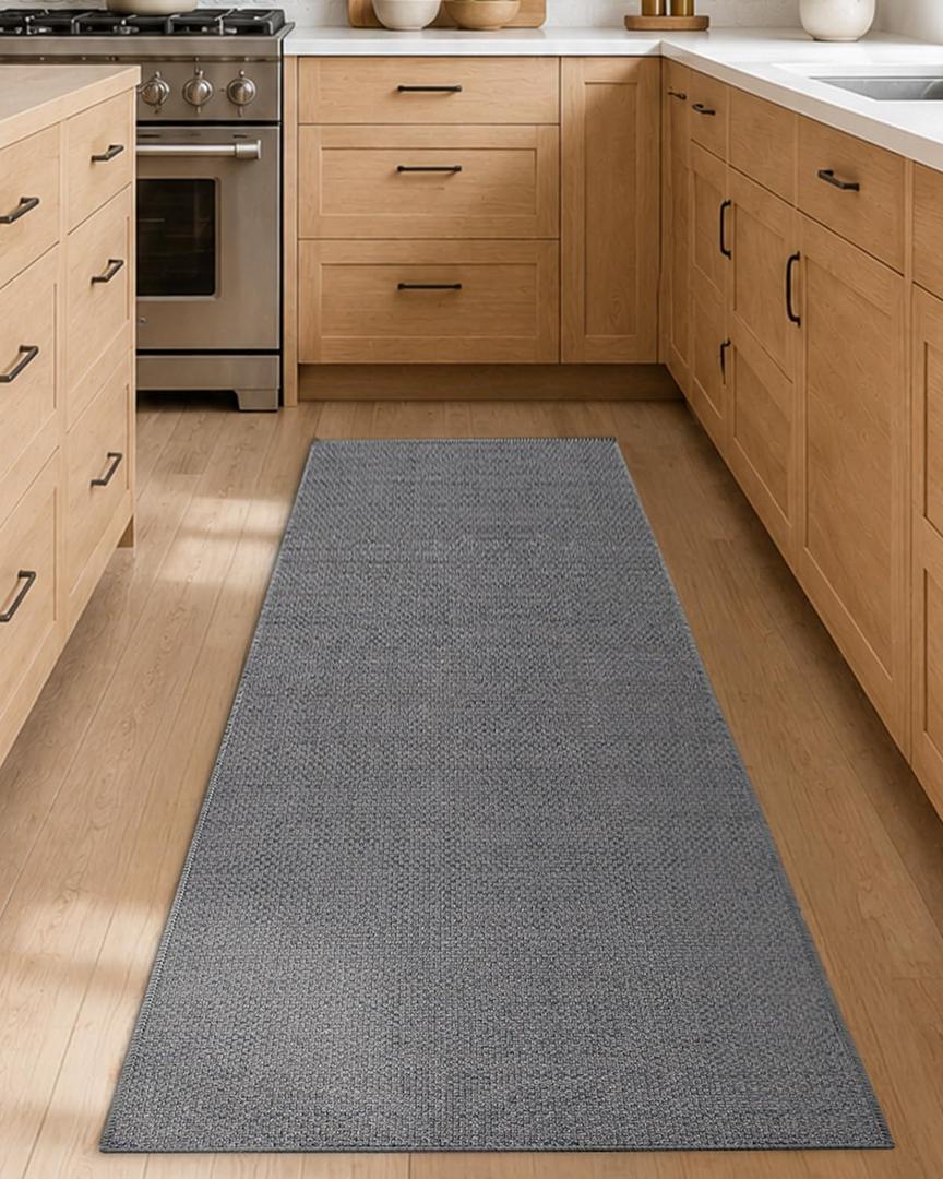 Color&Geometry Kitchen Rugs and Mats Non Slip Washable, Absorbent,Woven Kitchen Runner Rug Easy to Clean Kitchen Floor Mats for in Front of Sink, Laundry Room, Hallway, 24"x72", Light Grey