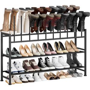 DIMJ Boot Rack 4-Tier - Black Metal Boot Storage Rack for Tall Boots Organizer, Multiuse Shoe Rack for Boots, Sneakers, High-Heel, Entryway, Fits 10 Pairs