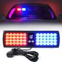 Xprite Red Blue 48LED Visor Strobe Flashing Lights Interior Windshield Sunshield Emergency Warning Lights for Police Volunteer Firefighter Vehicles Trucks