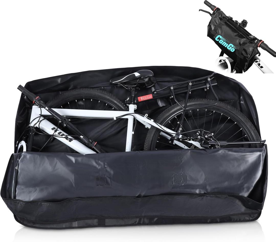 CamGo 26 Inch Folding Bike Transport Bag - Waterproof Bicycle Travel Case Carrier Bag for Train Air Travel (Black)