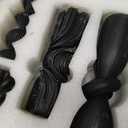 7-Pack Pillar Candles - Soy Wax Handmade Ribbed Candles for Home Decor, Housewarming Gift, Shelf & Table Decor - Aesthetic Modern Candles Set (Black)