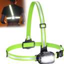 Running Lights for Runners with Reflective Straps, 500 LM 7 Modes & 45 Adjustable Running Light, IPX4 Waterproof Reflective Vest Safety Light for Night Walking Hiking Cycling, 3.5-20h Use Time