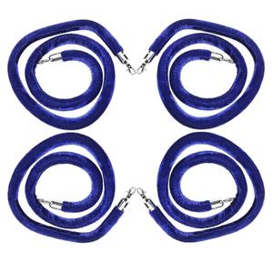 NovelBee 4pcs Blue Velvet Stanchion Ropes with Silver Hooks,6.6 Feet Stanchion Queue Barrier Ropes,Crowd Control Velvet Rope Safety Barriers for Party Decorations