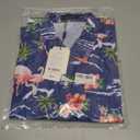 SSLR Pack Hawaiian Shirt for Men Flamingo Short Sleeve Casual Button Down Shirts Summer Beach Shirt (Blue, XXL)